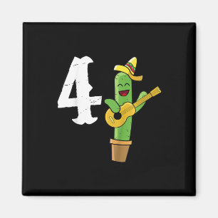 Kids Cactus Lover Mexican 4th Birthday Gift Cinco Magnet
