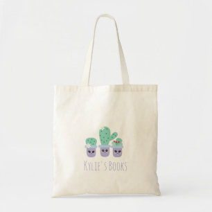 Kids Cactus Plants Potted Library Book  Tote Bag