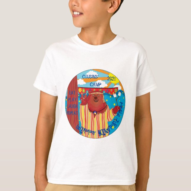 Kid's Camp Groovy T-Shirt Bear Personalise (Front)