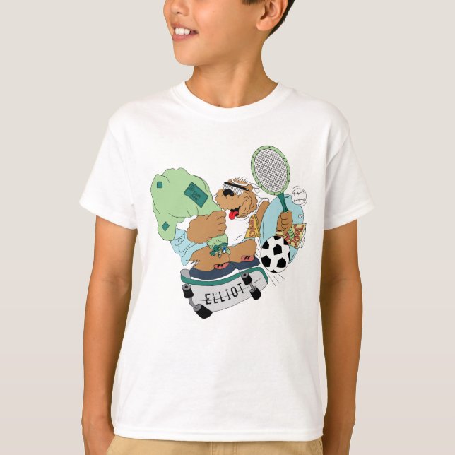 Kid's Camp T-Shirt Skateboarding Bear Personalise (Front)