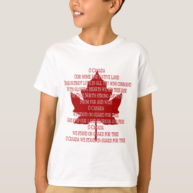 Kid's Canada Anthem T-shirt Souvenir Canada Shirt (Front)