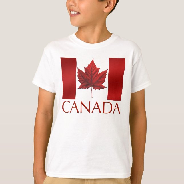 Kid's Canada Flag Ringer Maple Leaf Kid's T-Shirt (Front)