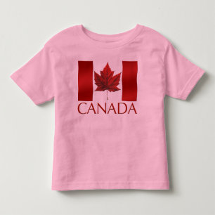 Kid's Canada Flag Ringer Personalise Toddler Shirt