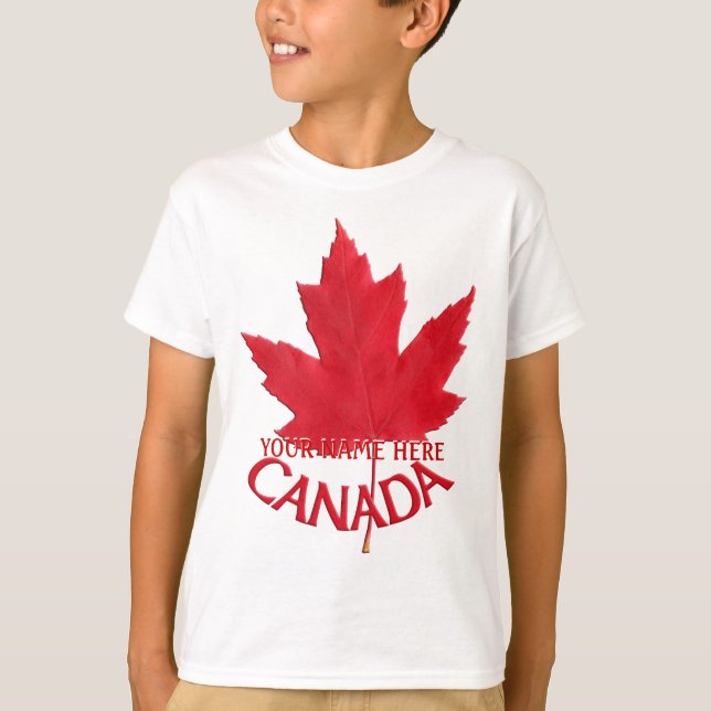 Kid's Canada T-shirt Custom Name Maple Leaf Shirt (Front)