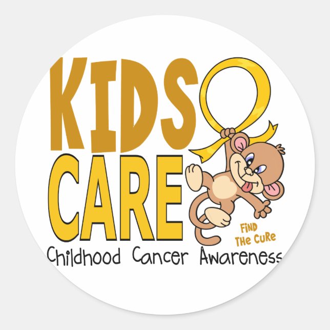 Kids Care 1 Childhood Cancer Classic Round Sticker (Front)