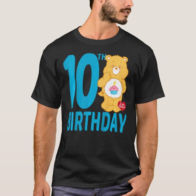 Kids Care Bears Birthday Bear Celebrates A 10th Bi T-Shirt (Front)
