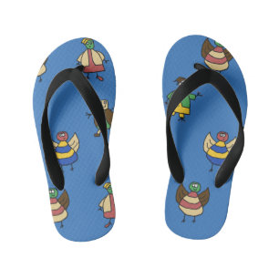 Kids Cartoon Fun Family Boy on any Colour Kid's Flip Flops