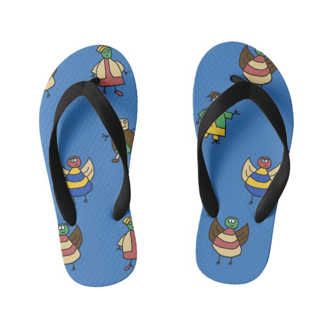 Kids Cartoon Fun Family Boy on any Colour Kid's Flip Flops (Footbed)