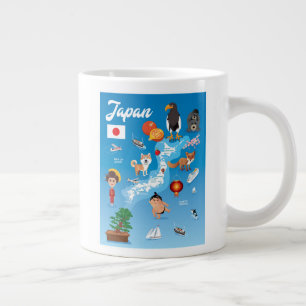 Kids Cartoon Map of Japan Large Coffee Mug