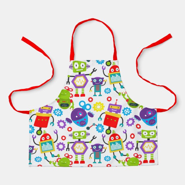 Kids Cartoon Robot Apron (Front)
