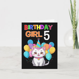 Kids Cat Birthday 5 Birthday Party Girls 5th Birth Card