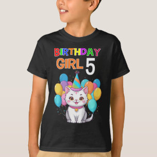 Kids Cat Birthday 5 Birthday Party Girls 5th Birth T-Shirt