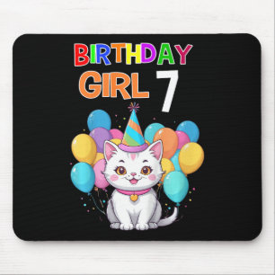 Kids Cat Birthday 7 Birthday Party Girls 7th Birth Mouse Mat
