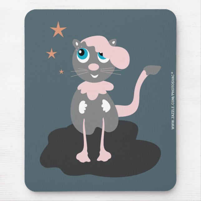 Kids Cat Illustration Cute Cartoon Kitty Mouse Mat (Front)