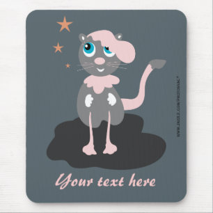 Kids Cat Illustration Cute Cartoon Kitty Mouse Mat