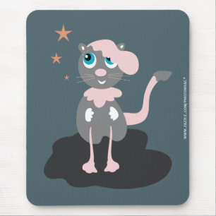 Kids Cat Illustration Cute Cartoon Kitty Mouse Mat