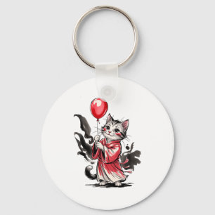 Kids Cat Painting Art Balloon Artist Fortune Life Key Ring