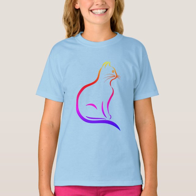 Kids' Cat Print T-shirt (Front)