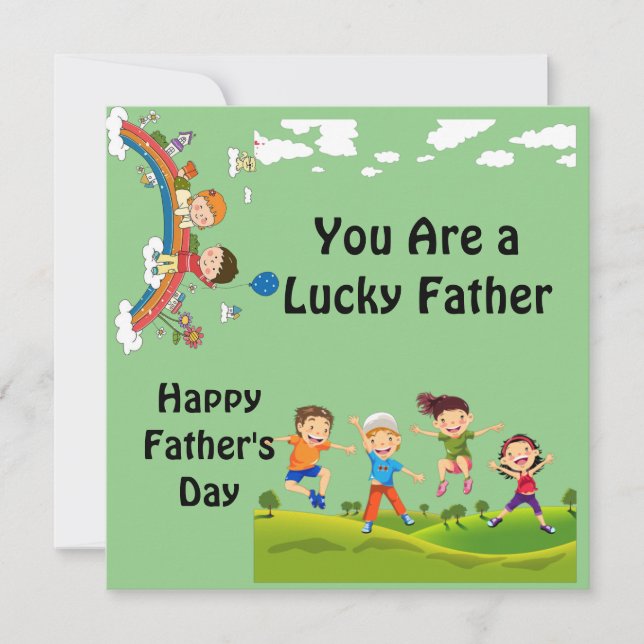 Kids Celebrating Father's Day Invitation (Front)