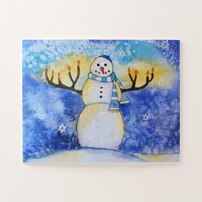 Kids Chanukah Snowman Puzzle (Horizontal)