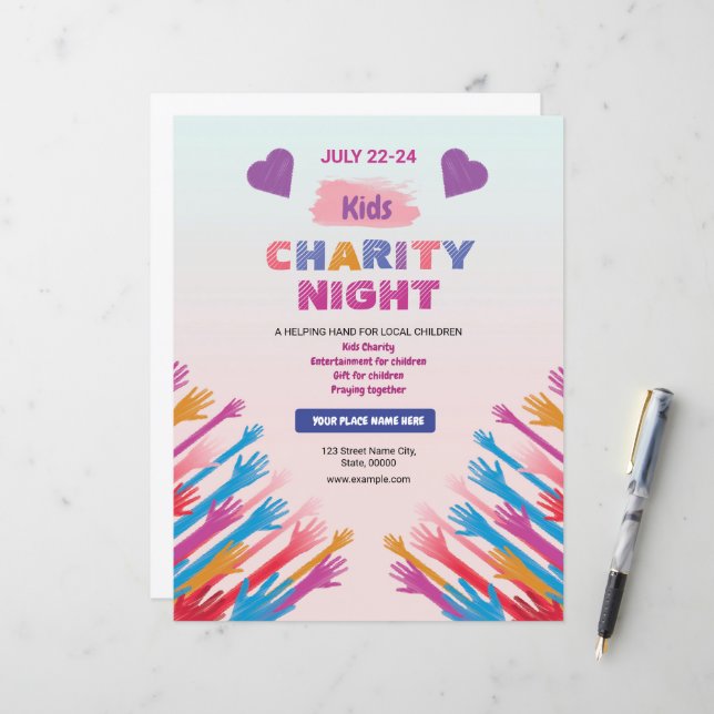 Kid's charity night flyer template (Front/Back In Situ)
