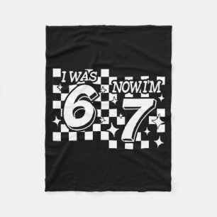 Kids Checkered I Was 6 Now Im 7 Birthday Seven Yea Fleece Blanket