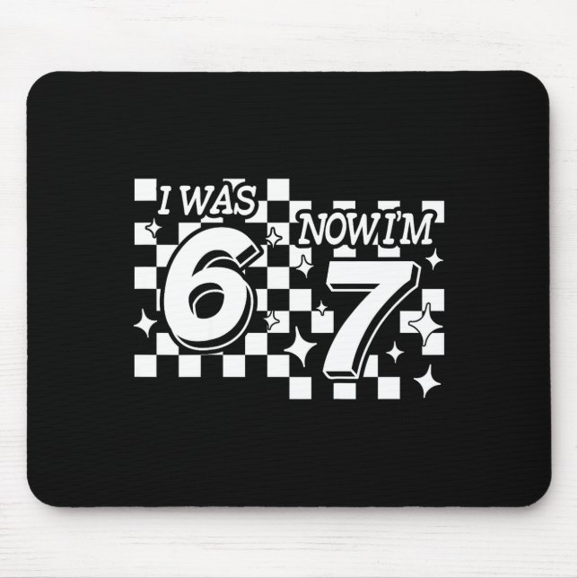 Kids Checkered I Was 6 Now Im 7 Birthday Seven Yea Mouse Mat (Front)