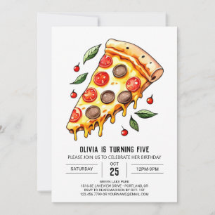 Kids Cheese Pizza Birthday Invitation