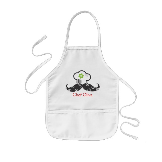 Kids Chef Moustache Apron  |  Girl (Front)