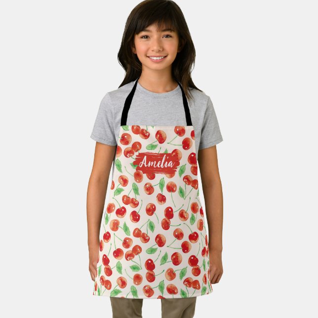 Kids Cherry Personalised Apron, Cook Baking BBQ  Apron (Insitu)