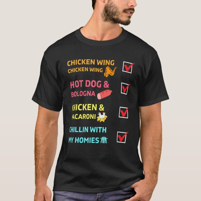 Kids Chicken Wing Chicken Wing Hot Dog And Bologna T-Shirt (Front)