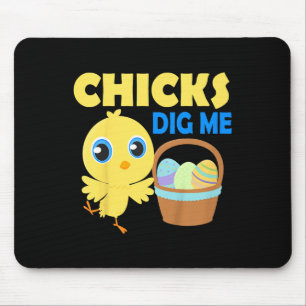 Kids Chicks Dig Me Easter Egg Hunt Basket Funny Qu Mouse Mat