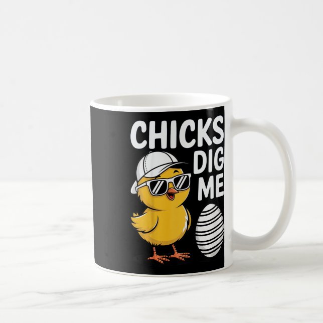 Kids Chicks Dig Me Happy Easter Boys  Coffee Mug (Right)