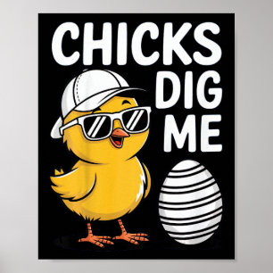 Kids Chicks Dig Me Happy Easter Boys Poster