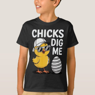 Kids Chicks Dig Me Happy Easter Boys T-Shirt