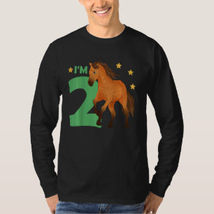 Kids Children 2nd Birthday Horse Two Years Old Rid T-Shirt