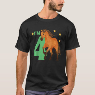 Kids Children 4th Birthday Horse Four Years Old Fe T-Shirt