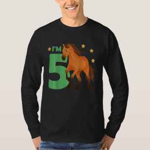 Kids Children 5th Birthday Horse Five Years Old Ri T-Shirt