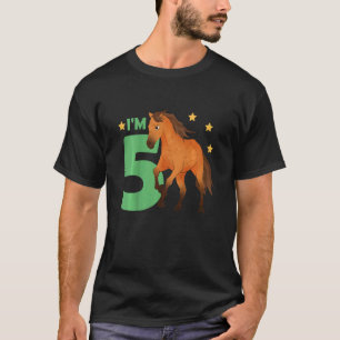 Kids Children 5th Birthday Horse Five Years Old Ri T-Shirt