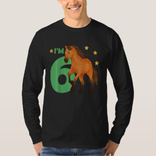 Kids Children 6th Birthday Horse Six Years Old Rid T-Shirt