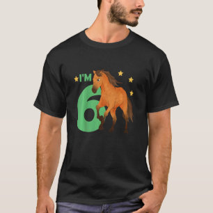 Kids Children 6th Birthday Horse Six Years Old Rid T-Shirt