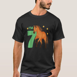 Kids Children 7th Birthday Horse Seven Years Old F T-Shirt