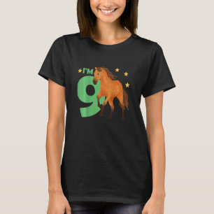 Kids Children 9th Birthday Horse Nine Years Old Ri T-Shirt
