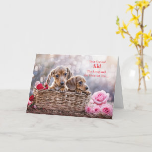 Kids Children Happy Valentines Day Cute Puppies Card