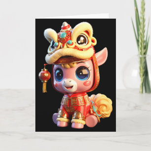 Kids Chinese New Year Of Horse 2026 Lunar New Year Card