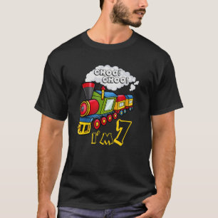 Kids Choo Choo I'm 7 Years Old Locomotive Boys Tra T-Shirt