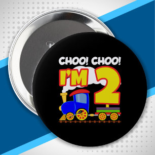 Kids Choo Choo Train 2nd Birthday Choo Choo I'm 2 10 Cm Round Badge