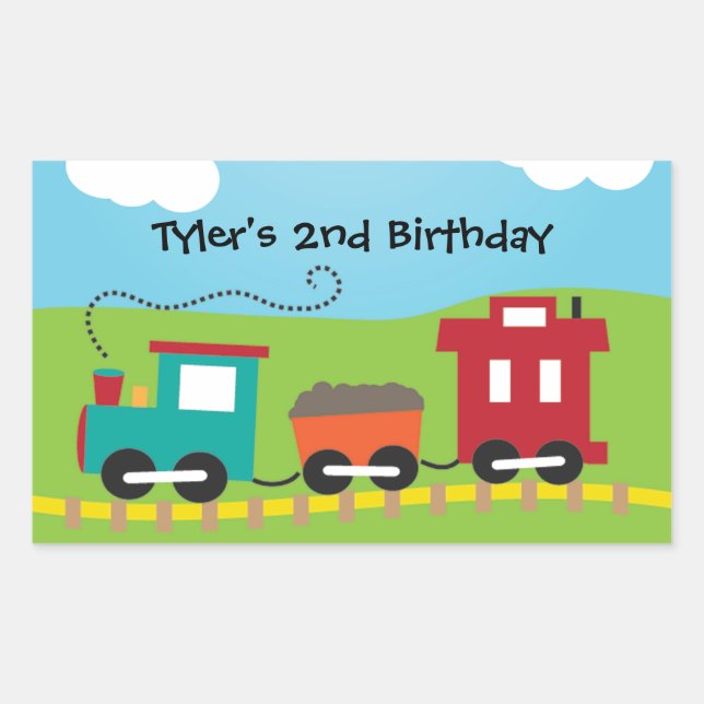 Kids Choo Choo Train Caboose Rectangular Sticker (Front)
