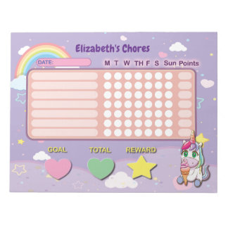 Kids Chore Board Unicorn To Do List Notepad