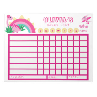Kids Chore Chart, Personalised Dinosaur Chart Notepad
